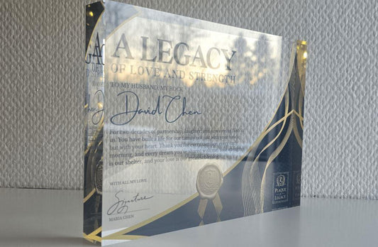 acrylic legacy plaque gift