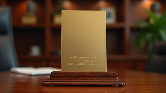 Elegant gold plaque display with professional engraving